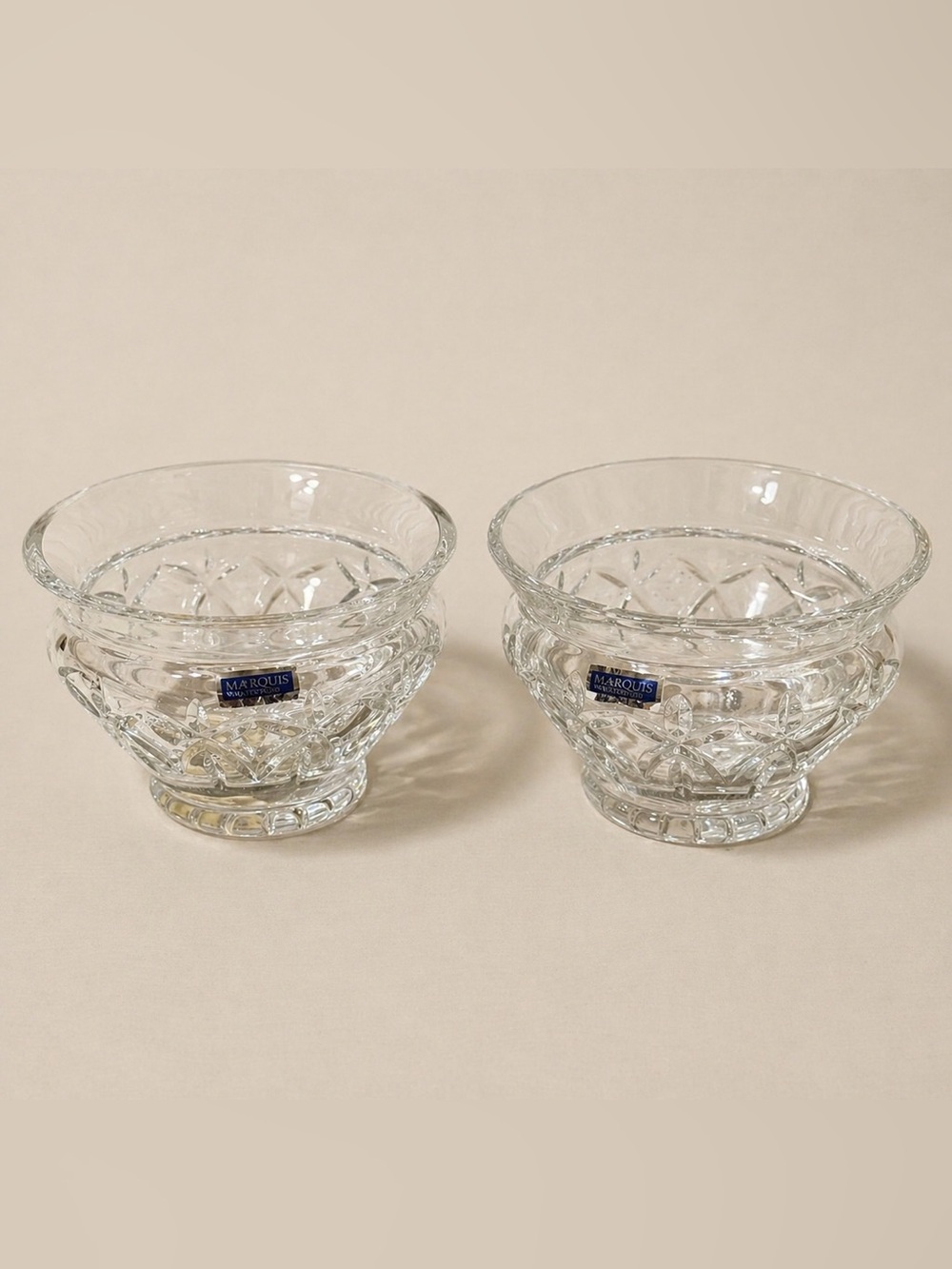 Lot 2 Vintage Waterford Marquis Glenbrook 5.5" Crystal Bowl Lead Cut Glass Decor